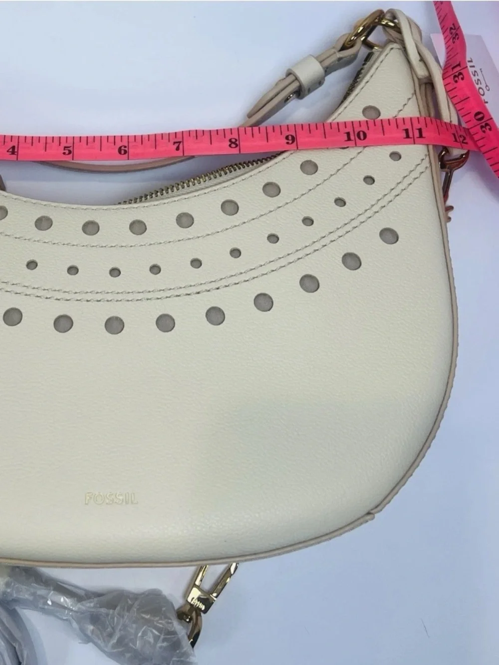 NWT Fossil Shae Leather Crescent  Shoulder | Arm | Cross-Body Bag Cream